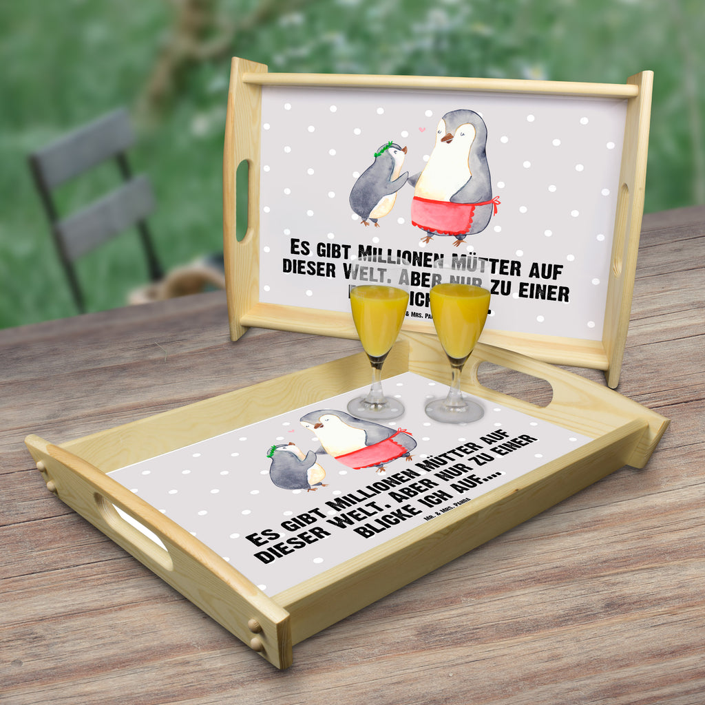 Serviertablett Pinguin mit Kind Tablett, Holztablett, Küchentablett, Dekotablett, Frühstückstablett, Familie, Vatertag, Muttertag, Bruder, Schwester, Mama, Papa, Oma, Opa, Geschenk, Mami, Mutti, Mutter, Geburststag