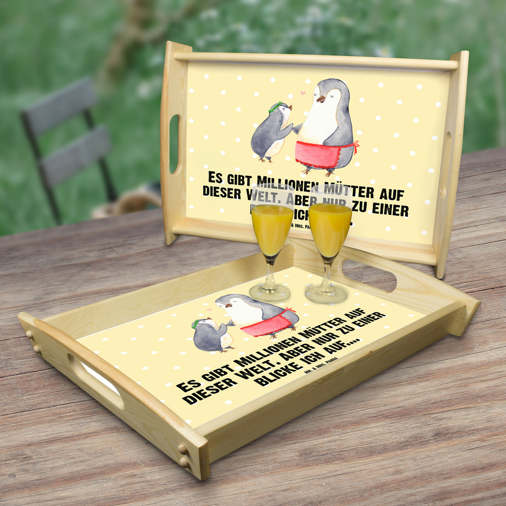 Serviertablett Pinguin mit Kind Tablett, Holztablett, Küchentablett, Dekotablett, Frühstückstablett, Familie, Vatertag, Muttertag, Bruder, Schwester, Mama, Papa, Oma, Opa, Geschenk, Mami, Mutti, Mutter, Geburststag