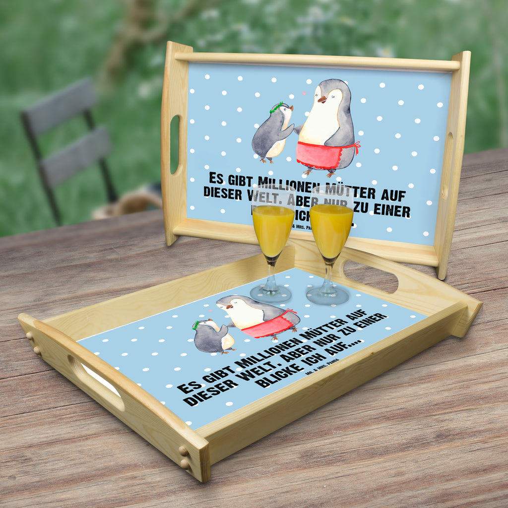 Serviertablett Pinguin mit Kind Tablett, Holztablett, Küchentablett, Dekotablett, Frühstückstablett, Familie, Vatertag, Muttertag, Bruder, Schwester, Mama, Papa, Oma, Opa, Geschenk, Mami, Mutti, Mutter, Geburststag