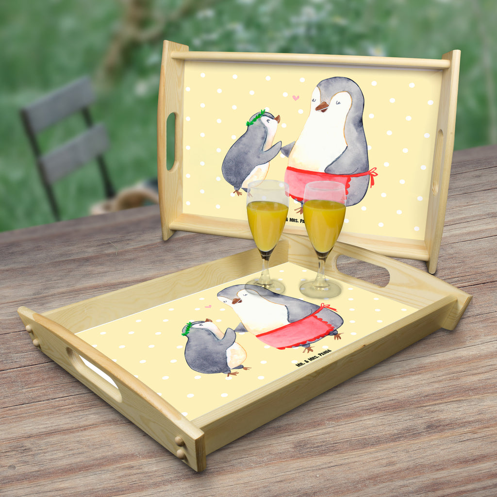 Serviertablett Pinguin mit Kind Tablett, Holztablett, Küchentablett, Dekotablett, Frühstückstablett, Familie, Vatertag, Muttertag, Bruder, Schwester, Mama, Papa, Oma, Opa, Geschenk, Mami, Mutti, Mutter, Geburststag