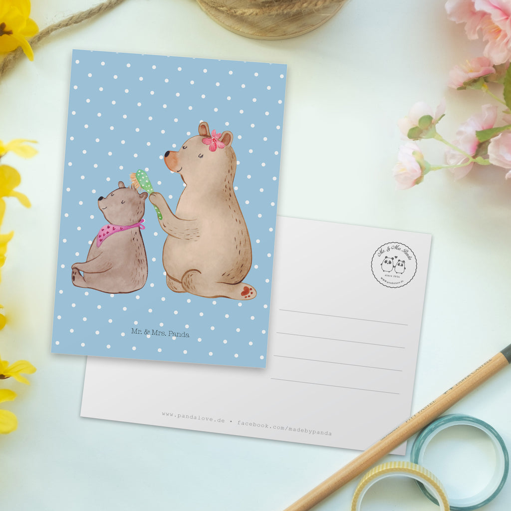 Postkarte Bär mit Kind Geschenkkarte, Grußkarte, Karte, Einladung, Ansichtskarte, Geburtstagskarte, Einladungskarte, Familie, Vatertag, Muttertag, Bruder, Schwester, Mama, Papa, Oma, Opa, Geschenk, Mutti, Mutter