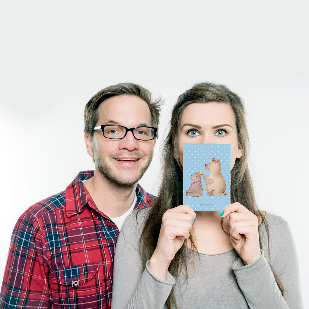 Postkarte Bär mit Kind Geschenkkarte, Grußkarte, Karte, Einladung, Ansichtskarte, Geburtstagskarte, Einladungskarte, Familie, Vatertag, Muttertag, Bruder, Schwester, Mama, Papa, Oma, Opa, Geschenk, Mutti, Mutter