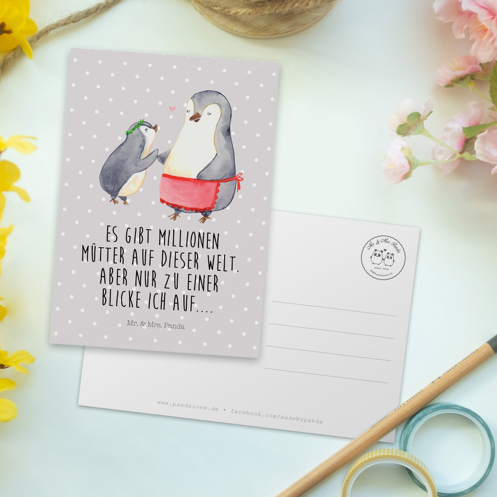 Postkarte Pinguin mit Kind Geschenkkarte, Grußkarte, Karte, Einladung, Ansichtskarte, Geburtstagskarte, Einladungskarte, Familie, Vatertag, Muttertag, Bruder, Schwester, Mama, Papa, Oma, Opa, Geschenk, Mami, Mutti, Mutter, Geburststag