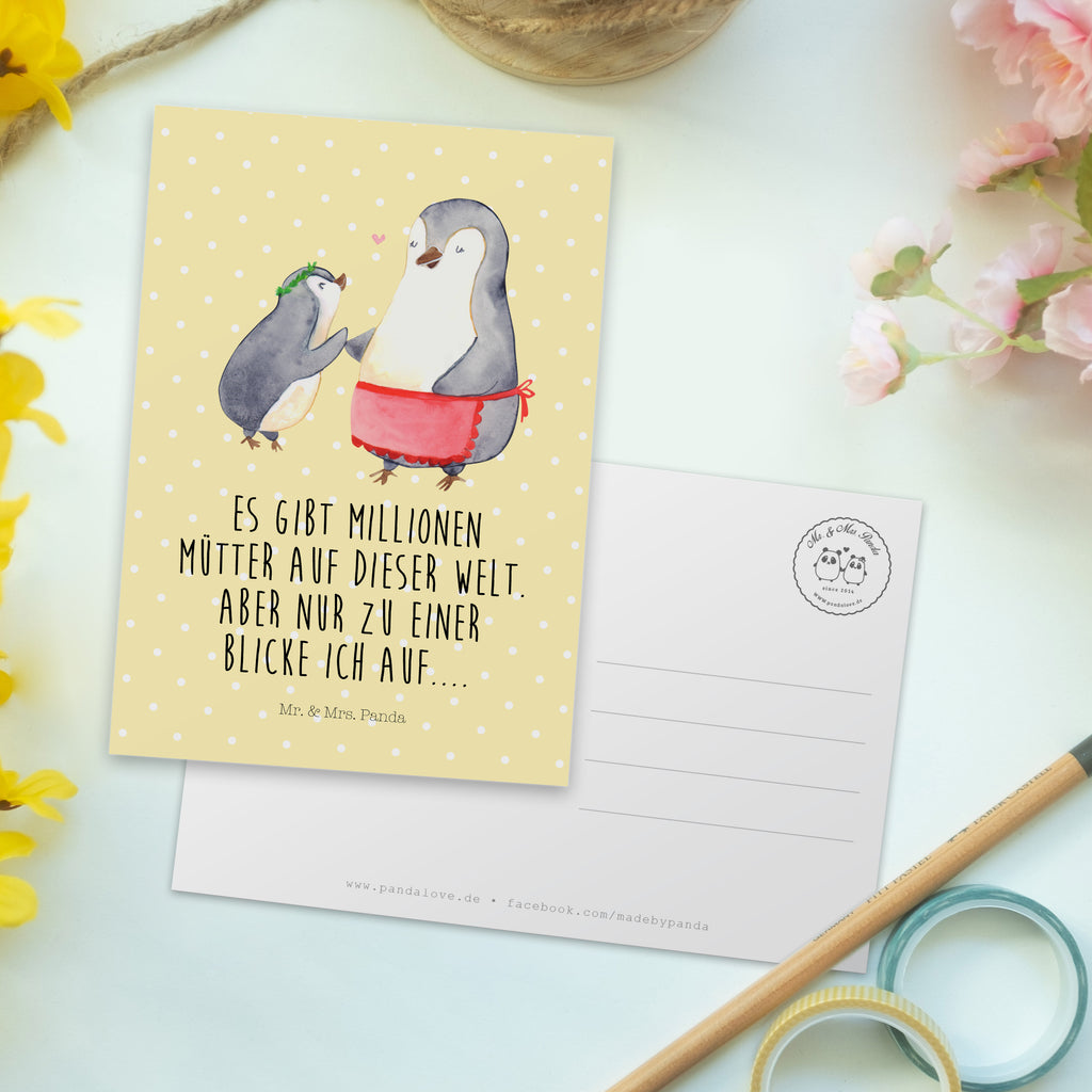 Postkarte Pinguin mit Kind Geschenkkarte, Grußkarte, Karte, Einladung, Ansichtskarte, Geburtstagskarte, Einladungskarte, Familie, Vatertag, Muttertag, Bruder, Schwester, Mama, Papa, Oma, Opa, Geschenk, Mami, Mutti, Mutter, Geburststag