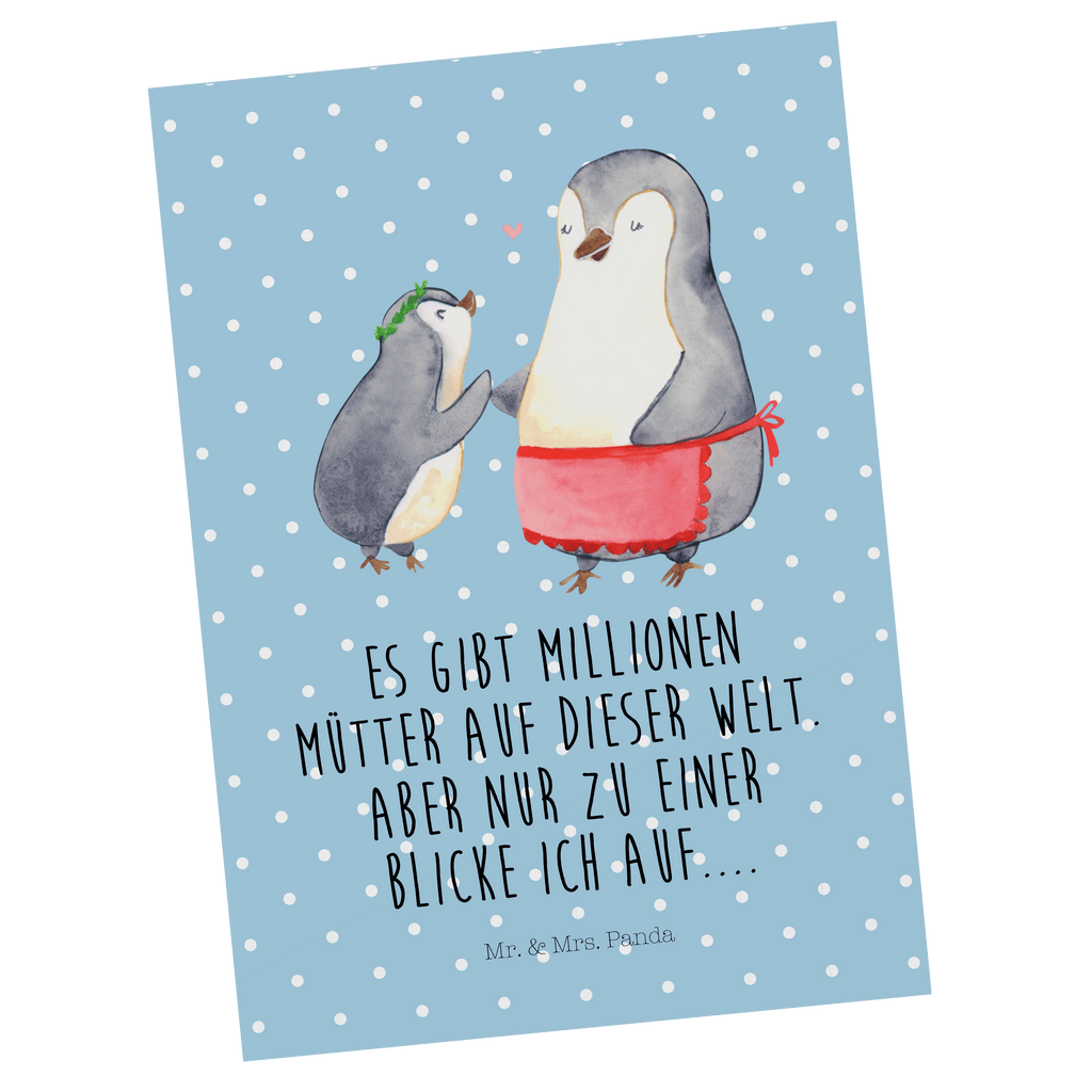 Postkarte Pinguin mit Kind Geschenkkarte, Grußkarte, Karte, Einladung, Ansichtskarte, Geburtstagskarte, Einladungskarte, Familie, Vatertag, Muttertag, Bruder, Schwester, Mama, Papa, Oma, Opa, Geschenk, Mami, Mutti, Mutter, Geburststag