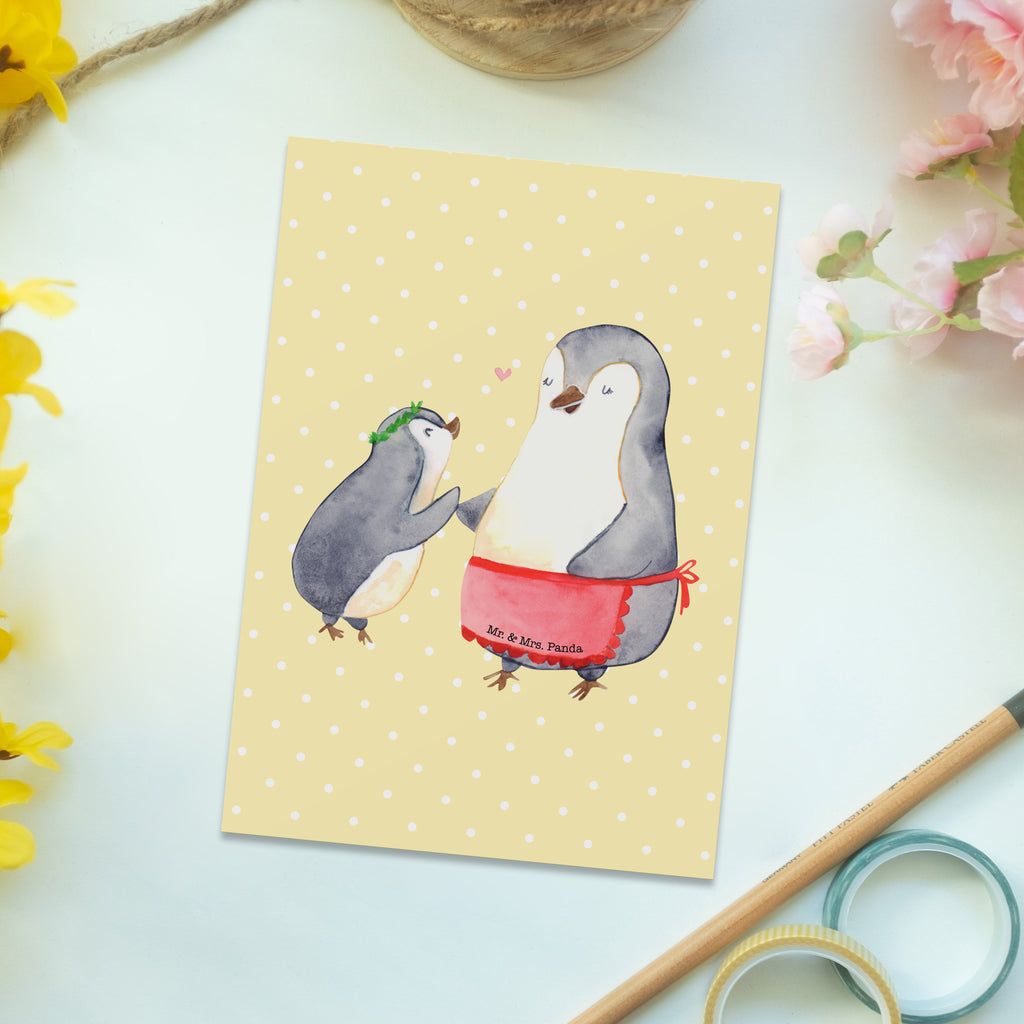 Postkarte Pinguin mit Kind Geschenkkarte, Grußkarte, Karte, Einladung, Ansichtskarte, Geburtstagskarte, Einladungskarte, Familie, Vatertag, Muttertag, Bruder, Schwester, Mama, Papa, Oma, Opa, Geschenk, Mami, Mutti, Mutter, Geburststag