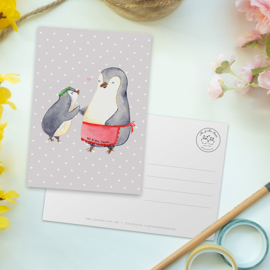 Postkarte Pinguin mit Kind Geschenkkarte, Grußkarte, Karte, Einladung, Ansichtskarte, Geburtstagskarte, Einladungskarte, Familie, Vatertag, Muttertag, Bruder, Schwester, Mama, Papa, Oma, Opa, Geschenk, Mami, Mutti, Mutter, Geburststag