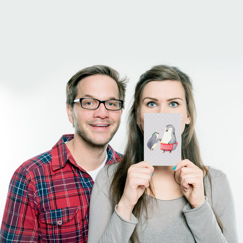 Postkarte Pinguin mit Kind Geschenkkarte, Grußkarte, Karte, Einladung, Ansichtskarte, Geburtstagskarte, Einladungskarte, Familie, Vatertag, Muttertag, Bruder, Schwester, Mama, Papa, Oma, Opa, Geschenk, Mami, Mutti, Mutter, Geburststag