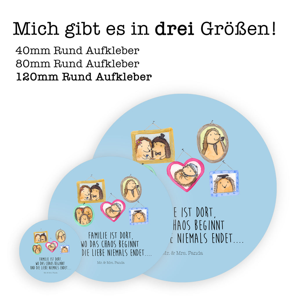 120mm Rund Aufkleber Igel Familie Sticker, Aufkleber, Etikett, Kinder, rund, Familie, Vatertag, Muttertag, Bruder, Schwester, Mama, Papa, Oma, Opa, Liebe, Igel, Bilder, Zusammenhalt, Glück