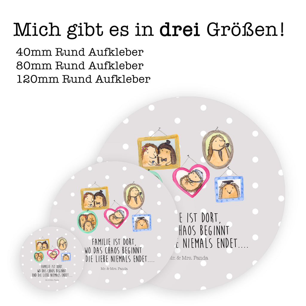 80mm Rund Aufkleber Igel Familie Sticker, Aufkleber, Etikett, Familie, Vatertag, Muttertag, Bruder, Schwester, Mama, Papa, Oma, Opa, Liebe, Igel, Bilder, Zusammenhalt, Glück