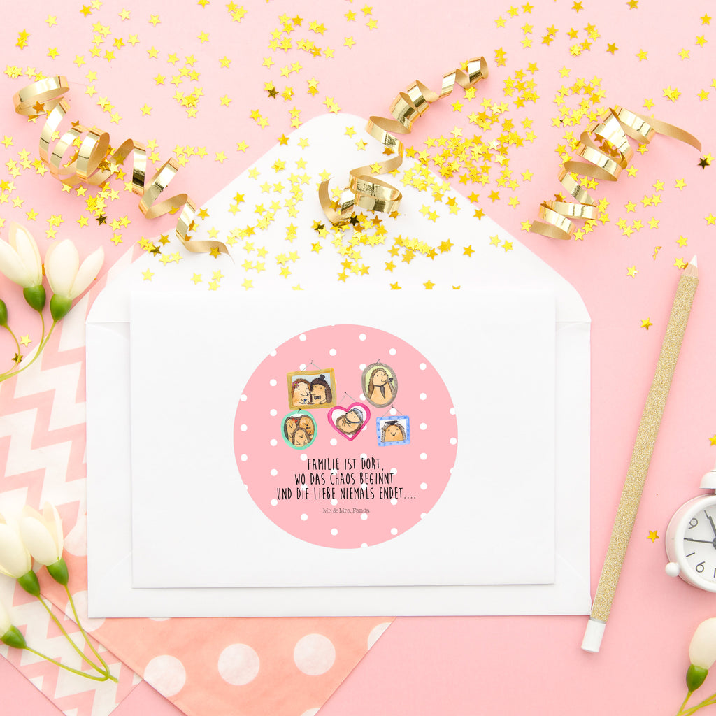 80mm Rund Aufkleber Igel Familie Sticker, Aufkleber, Etikett, Familie, Vatertag, Muttertag, Bruder, Schwester, Mama, Papa, Oma, Opa, Liebe, Igel, Bilder, Zusammenhalt, Glück