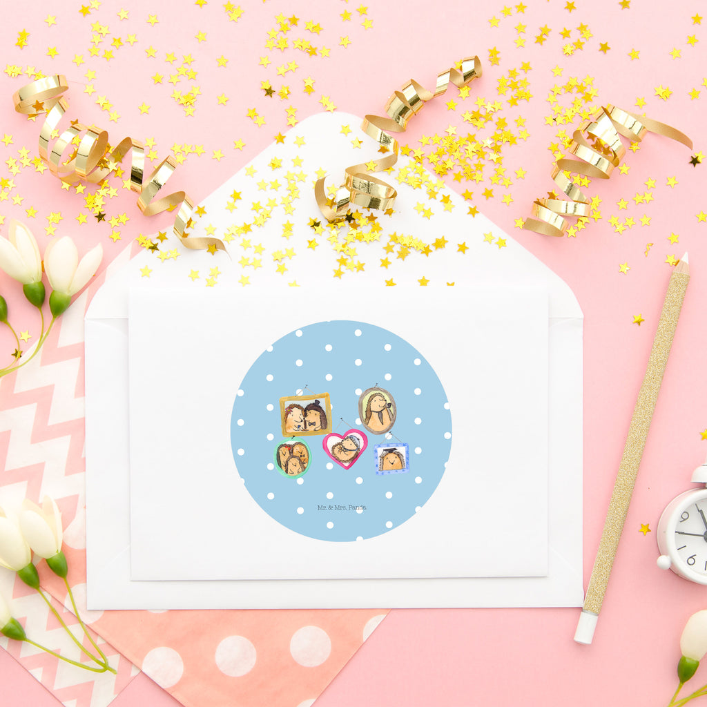 80mm Rund Aufkleber Igel Familie Sticker, Aufkleber, Etikett, Familie, Vatertag, Muttertag, Bruder, Schwester, Mama, Papa, Oma, Opa, Liebe, Igel, Bilder, Zusammenhalt, Glück