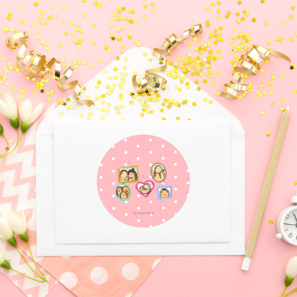 80mm Rund Aufkleber Igel Familie Sticker, Aufkleber, Etikett, Familie, Vatertag, Muttertag, Bruder, Schwester, Mama, Papa, Oma, Opa, Liebe, Igel, Bilder, Zusammenhalt, Glück