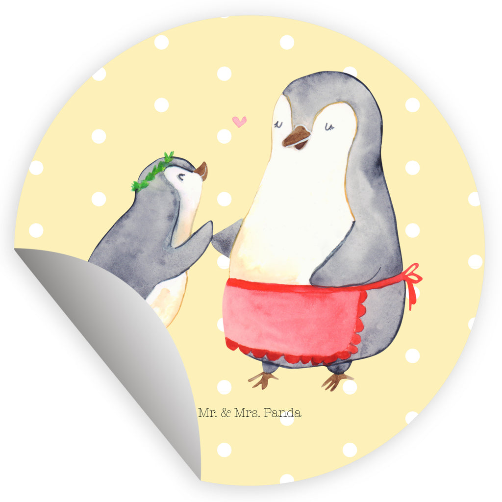 40mm Rund Aufkleber Pinguin mit Kind Sticker, Aufkleber, Etikett, Familie, Vatertag, Muttertag, Bruder, Schwester, Mama, Papa, Oma, Opa, Geschenk, Mami, Mutti, Mutter, Geburststag