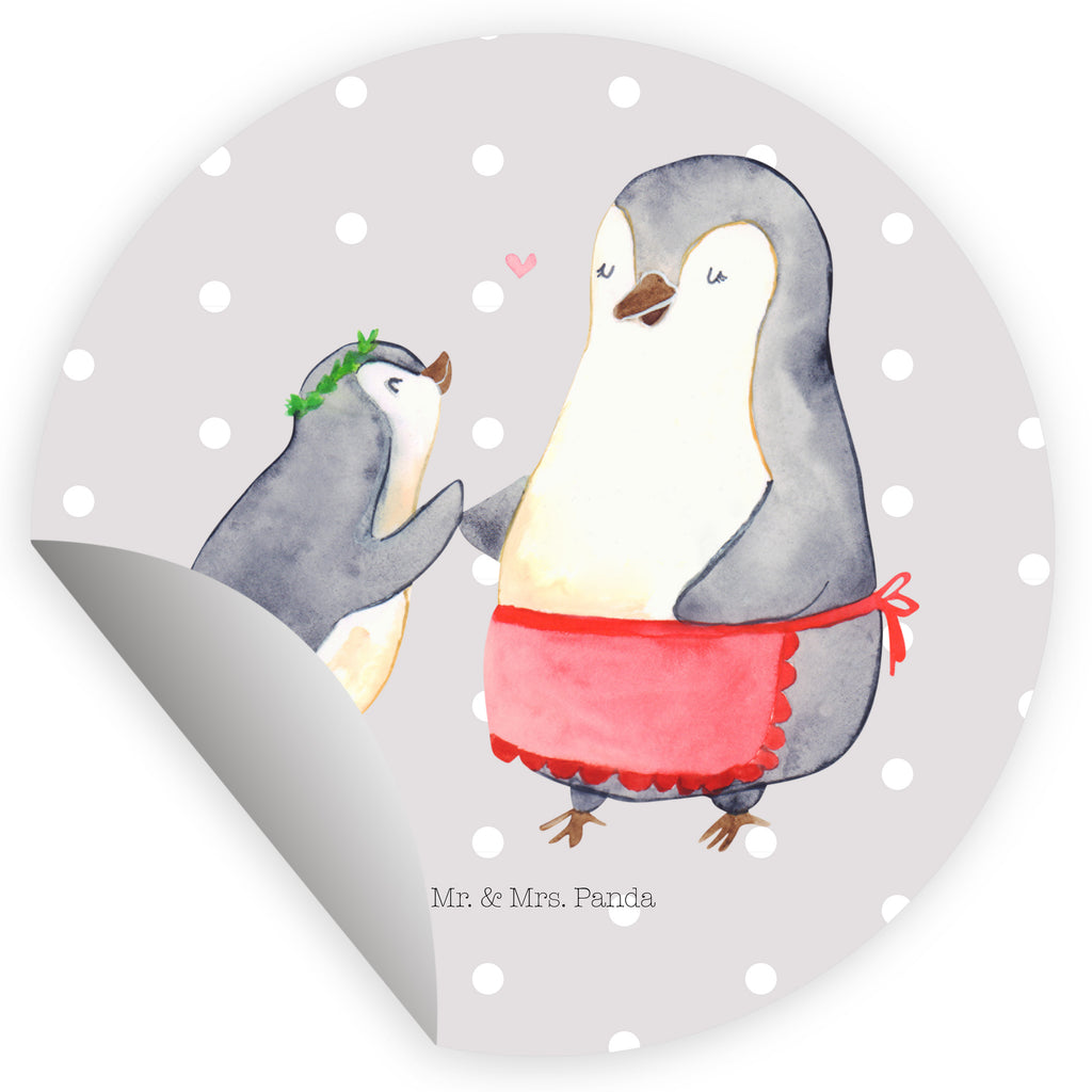 40mm Rund Aufkleber Pinguin mit Kind Sticker, Aufkleber, Etikett, Familie, Vatertag, Muttertag, Bruder, Schwester, Mama, Papa, Oma, Opa, Geschenk, Mami, Mutti, Mutter, Geburststag