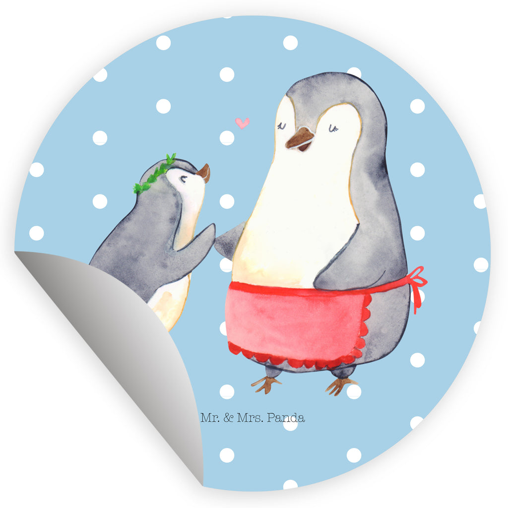 40mm Rund Aufkleber Pinguin mit Kind Sticker, Aufkleber, Etikett, Familie, Vatertag, Muttertag, Bruder, Schwester, Mama, Papa, Oma, Opa, Geschenk, Mami, Mutti, Mutter, Geburststag