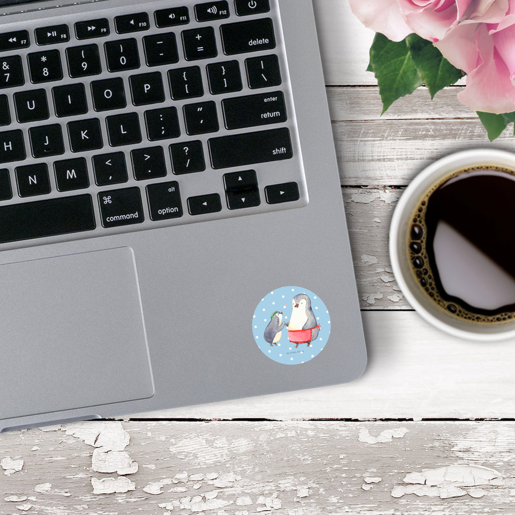 40mm Rund Aufkleber Pinguin mit Kind Sticker, Aufkleber, Etikett, Familie, Vatertag, Muttertag, Bruder, Schwester, Mama, Papa, Oma, Opa, Geschenk, Mami, Mutti, Mutter, Geburststag