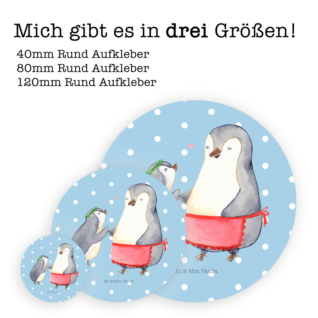 40mm Rund Aufkleber Pinguin mit Kind Sticker, Aufkleber, Etikett, Familie, Vatertag, Muttertag, Bruder, Schwester, Mama, Papa, Oma, Opa, Geschenk, Mami, Mutti, Mutter, Geburststag
