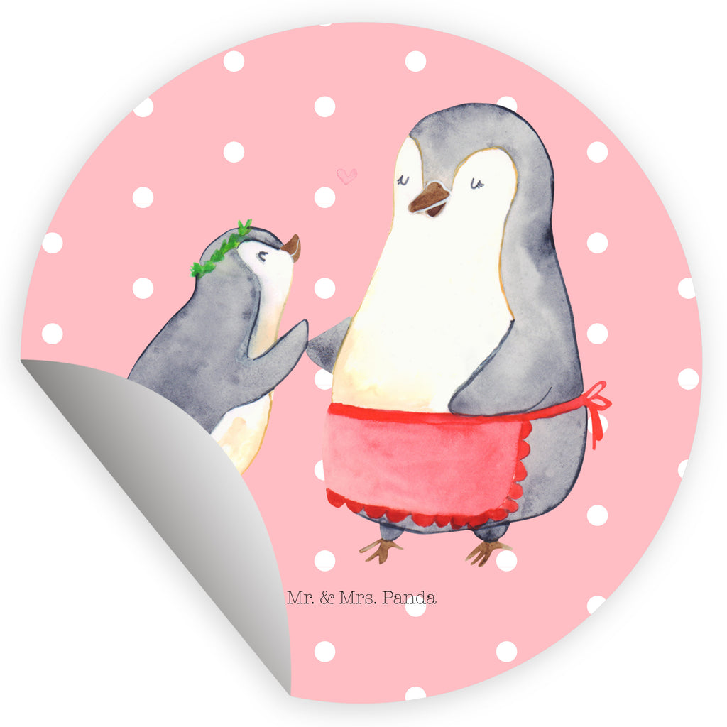 40mm Rund Aufkleber Pinguin mit Kind Sticker, Aufkleber, Etikett, Familie, Vatertag, Muttertag, Bruder, Schwester, Mama, Papa, Oma, Opa, Geschenk, Mami, Mutti, Mutter, Geburststag