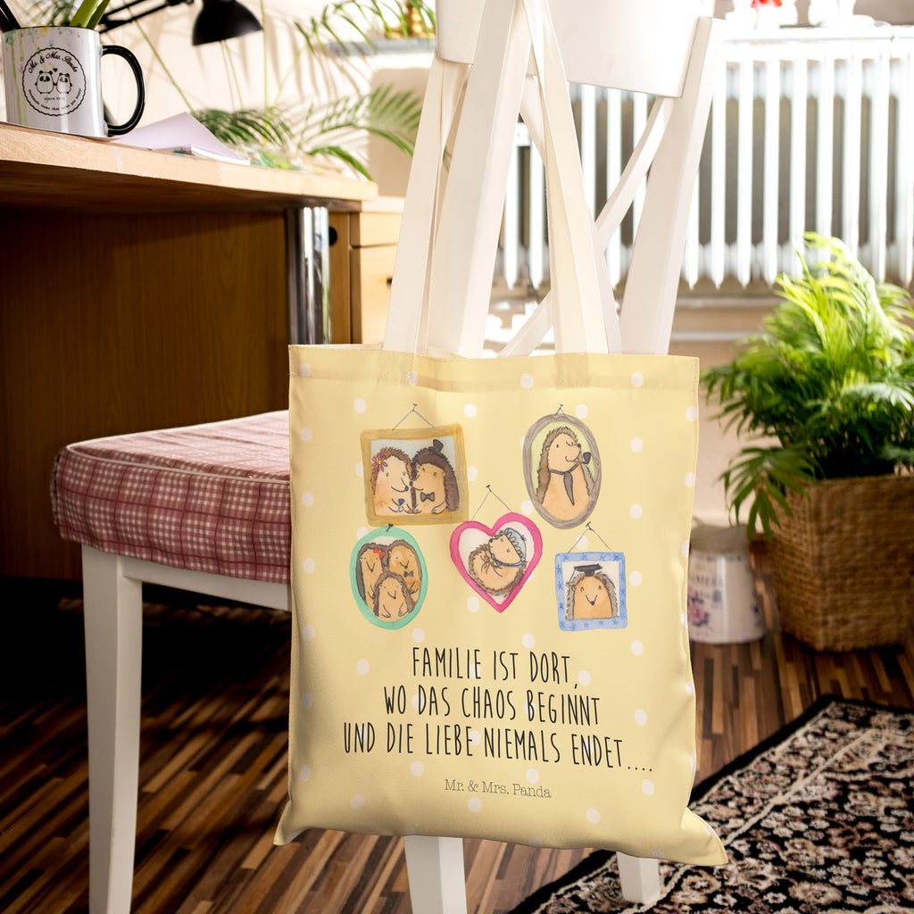Einkaufstasche Igel Familie Tragetasche, Tasche, Beutel, Stofftasche, Baumwolltasche, Umhängetasche, Shopper, Familie, Vatertag, Muttertag, Bruder, Schwester, Mama, Papa, Oma, Opa, Liebe, Igel, Bilder, Zusammenhalt, Glück