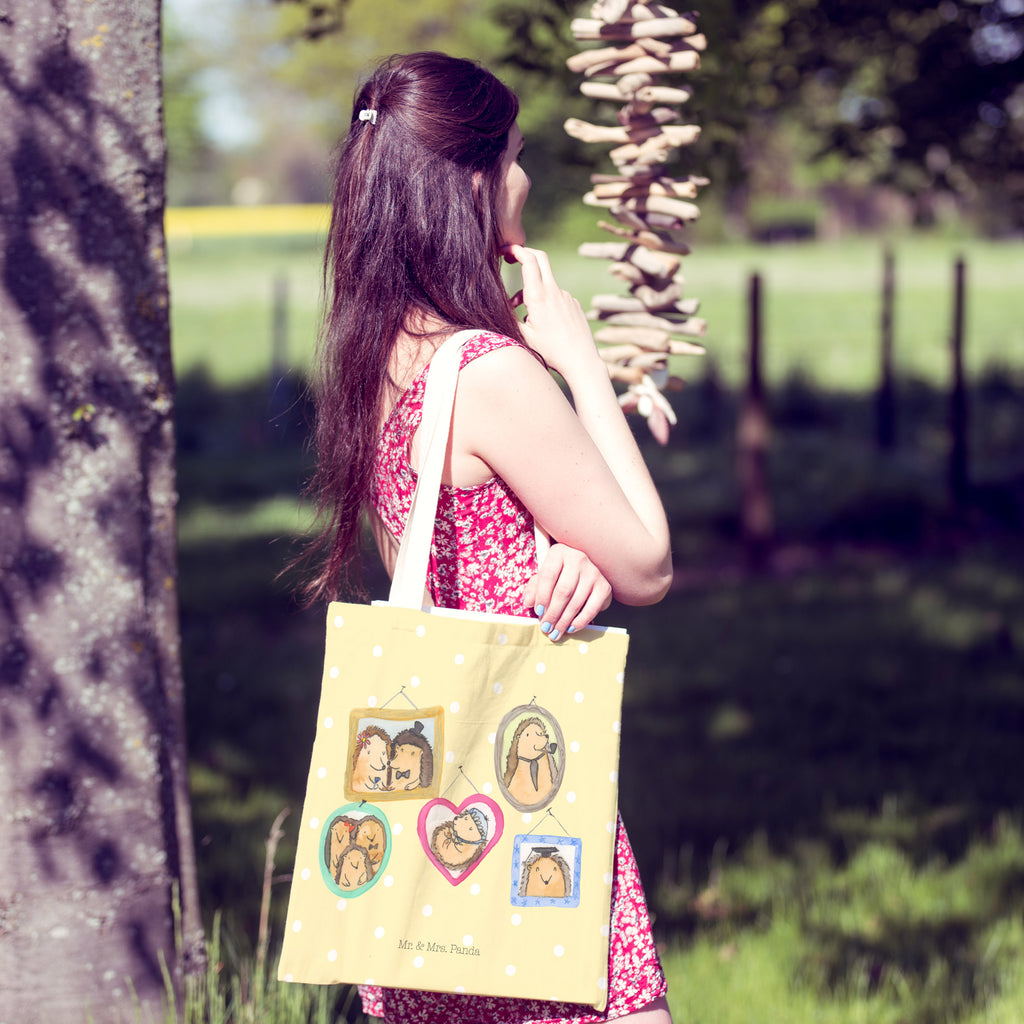 Einkaufstasche Igel Familie Tragetasche, Tasche, Beutel, Stofftasche, Baumwolltasche, Umhängetasche, Shopper, Familie, Vatertag, Muttertag, Bruder, Schwester, Mama, Papa, Oma, Opa, Liebe, Igel, Bilder, Zusammenhalt, Glück