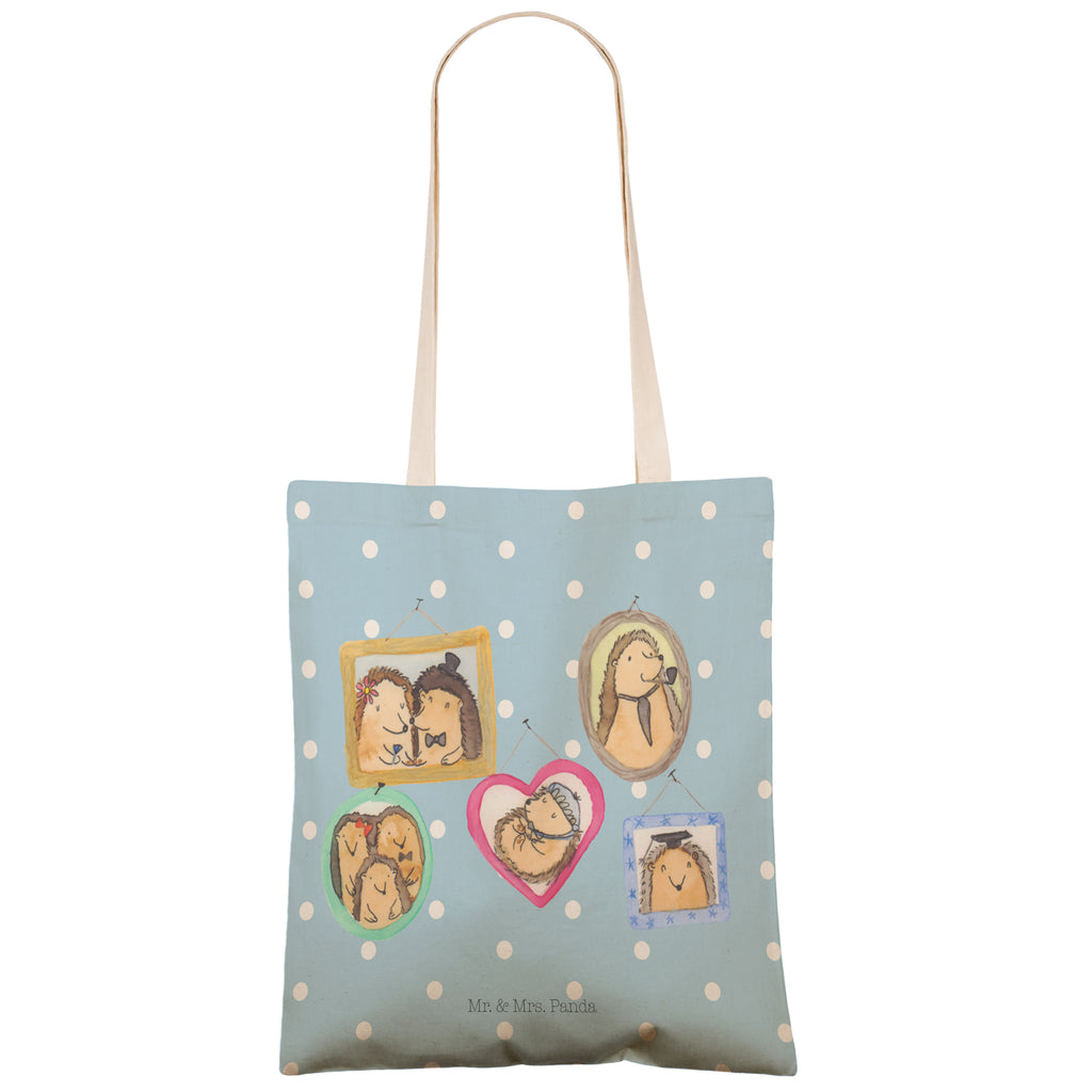 Einkaufstasche Igel Familie Tragetasche, Tasche, Beutel, Stofftasche, Baumwolltasche, Umhängetasche, Shopper, Familie, Vatertag, Muttertag, Bruder, Schwester, Mama, Papa, Oma, Opa, Liebe, Igel, Bilder, Zusammenhalt, Glück