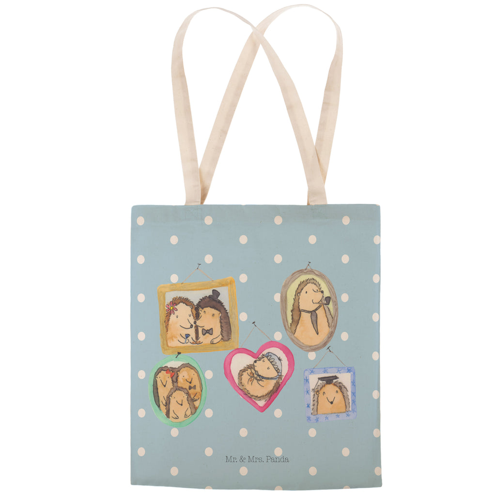 Einkaufstasche Igel Familie Tragetasche, Tasche, Beutel, Stofftasche, Baumwolltasche, Umhängetasche, Shopper, Familie, Vatertag, Muttertag, Bruder, Schwester, Mama, Papa, Oma, Opa, Liebe, Igel, Bilder, Zusammenhalt, Glück