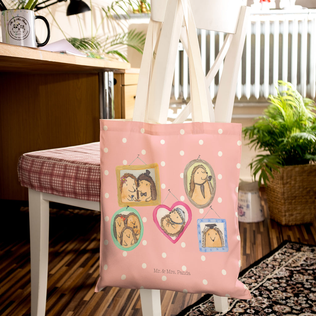 Einkaufstasche Igel Familie Tragetasche, Tasche, Beutel, Stofftasche, Baumwolltasche, Umhängetasche, Shopper, Familie, Vatertag, Muttertag, Bruder, Schwester, Mama, Papa, Oma, Opa, Liebe, Igel, Bilder, Zusammenhalt, Glück