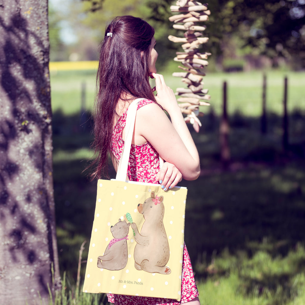 Einkaufstasche Bär mit Kind Tragetasche, Tasche, Beutel, Stofftasche, Baumwolltasche, Umhängetasche, Shopper, Familie, Vatertag, Muttertag, Bruder, Schwester, Mama, Papa, Oma, Opa, Geschenk, Mutti, Mutter