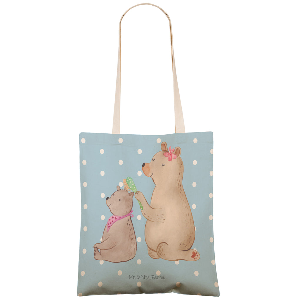 Einkaufstasche Bär mit Kind Tragetasche, Tasche, Beutel, Stofftasche, Baumwolltasche, Umhängetasche, Shopper, Familie, Vatertag, Muttertag, Bruder, Schwester, Mama, Papa, Oma, Opa, Geschenk, Mutti, Mutter