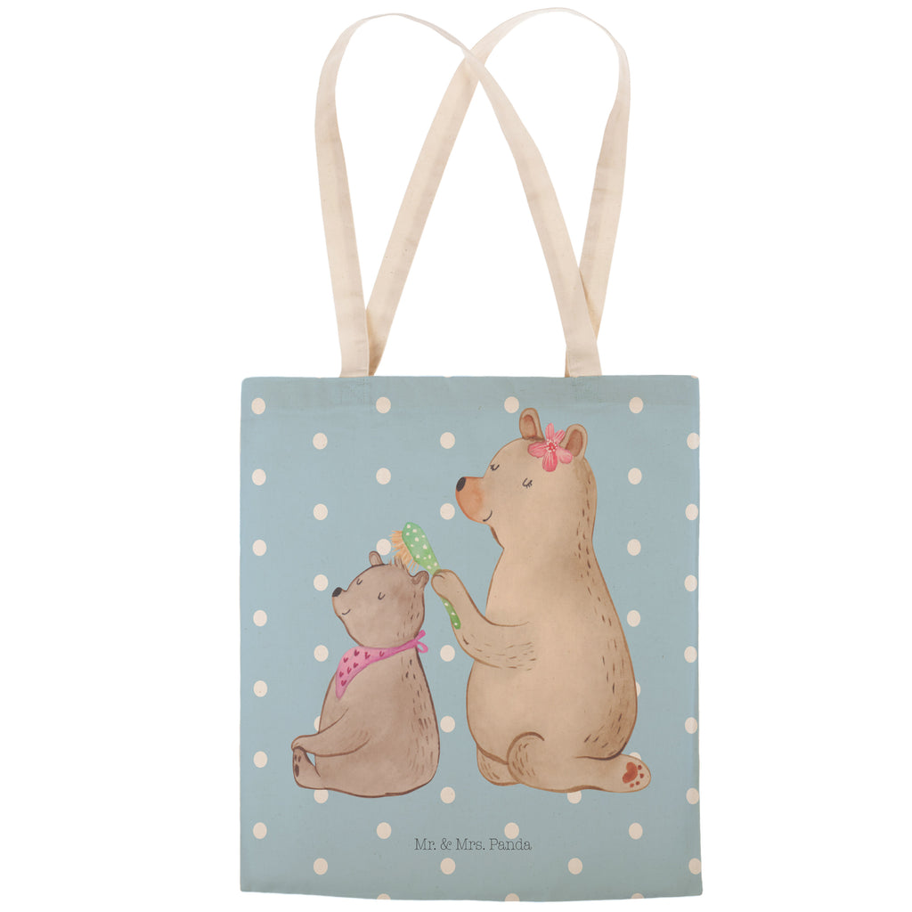 Einkaufstasche Bär mit Kind Tragetasche, Tasche, Beutel, Stofftasche, Baumwolltasche, Umhängetasche, Shopper, Familie, Vatertag, Muttertag, Bruder, Schwester, Mama, Papa, Oma, Opa, Geschenk, Mutti, Mutter