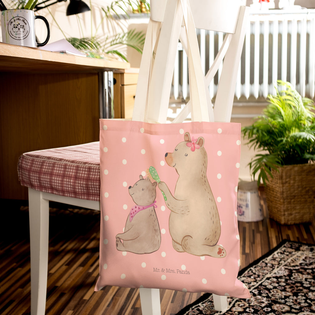 Einkaufstasche Bär mit Kind Tragetasche, Tasche, Beutel, Stofftasche, Baumwolltasche, Umhängetasche, Shopper, Familie, Vatertag, Muttertag, Bruder, Schwester, Mama, Papa, Oma, Opa, Geschenk, Mutti, Mutter