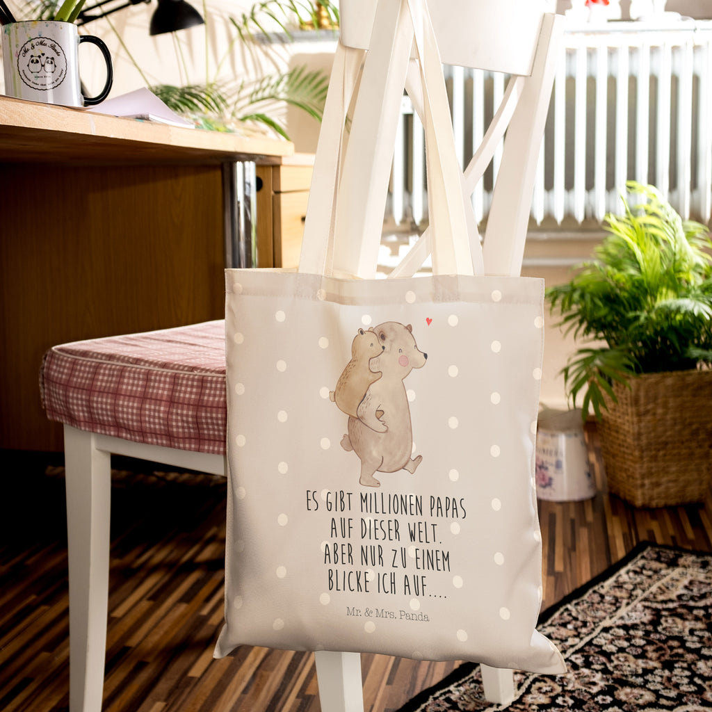 Einkaufstasche Papa Bär Tragetasche, Tasche, Beutel, Stofftasche, Baumwolltasche, Umhängetasche, Shopper, Familie, Vatertag, Muttertag, Bruder, Schwester, Mama, Papa, Oma, Opa, Geschenk, Vater, Papi, Vati, Onkel, Geburtstag