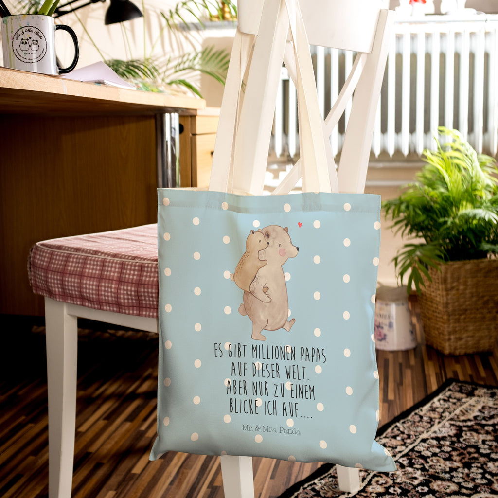 Einkaufstasche Papa Bär Tragetasche, Tasche, Beutel, Stofftasche, Baumwolltasche, Umhängetasche, Shopper, Familie, Vatertag, Muttertag, Bruder, Schwester, Mama, Papa, Oma, Opa, Geschenk, Vater, Papi, Vati, Onkel, Geburtstag