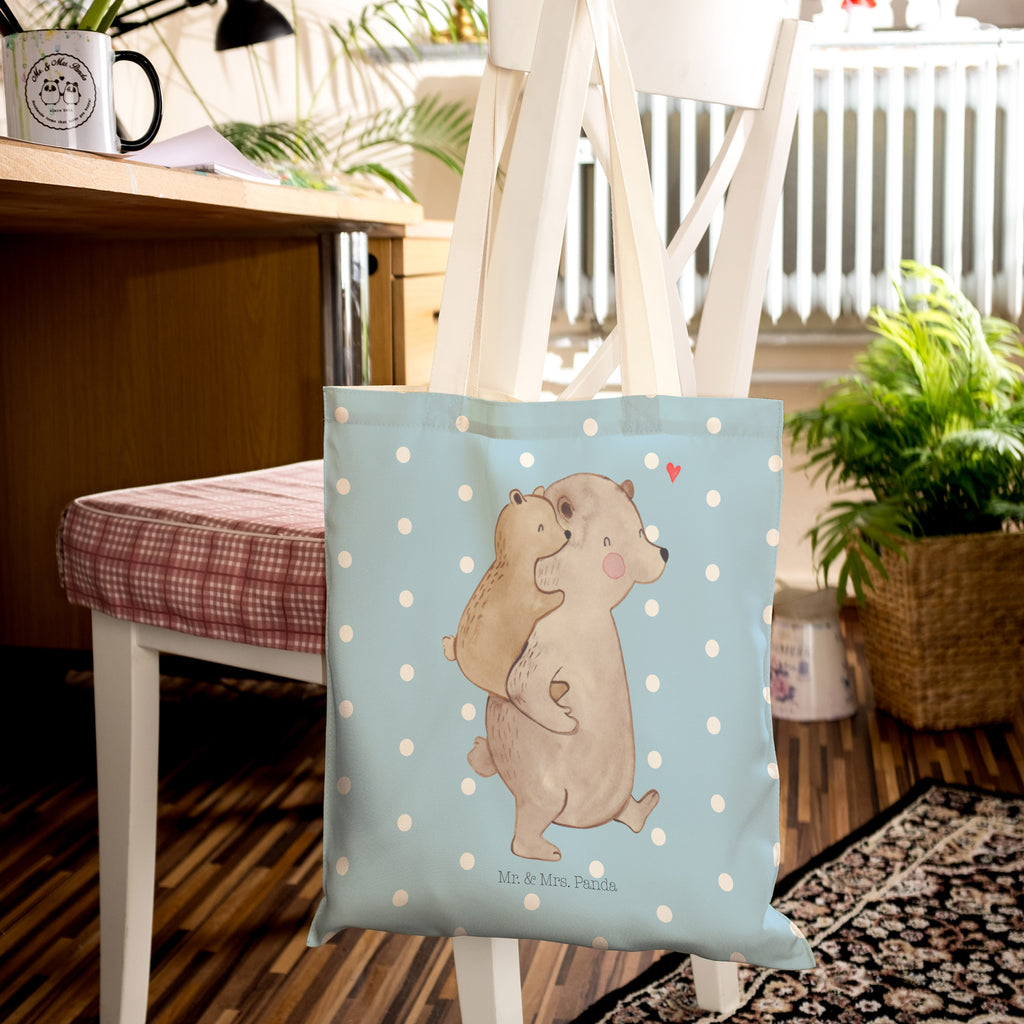 Einkaufstasche Papa Bär Tragetasche, Tasche, Beutel, Stofftasche, Baumwolltasche, Umhängetasche, Shopper, Familie, Vatertag, Muttertag, Bruder, Schwester, Mama, Papa, Oma, Opa, Geschenk, Vater, Papi, Vati, Onkel, Geburtstag