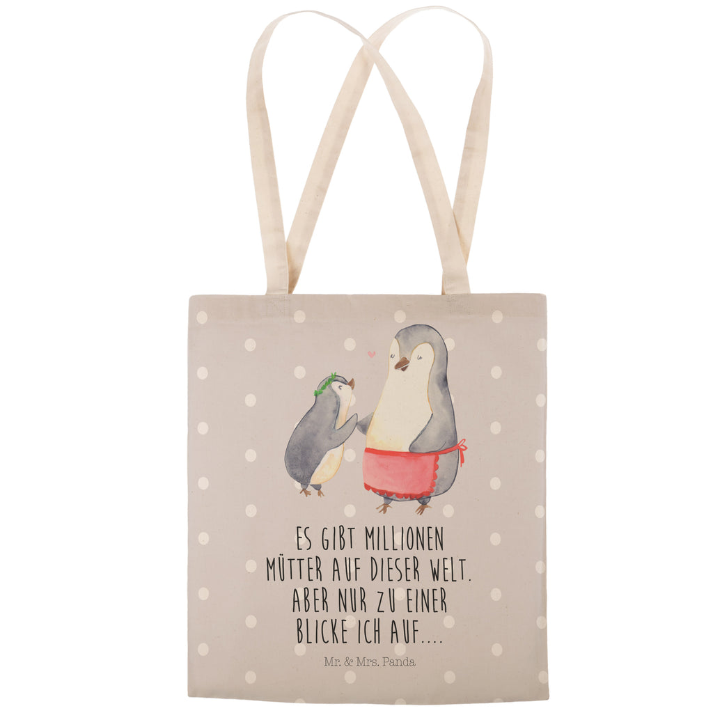 Einkaufstasche Pinguin mit Kind Tragetasche, Tasche, Beutel, Stofftasche, Baumwolltasche, Umhängetasche, Shopper, Familie, Vatertag, Muttertag, Bruder, Schwester, Mama, Papa, Oma, Opa, Geschenk, Mami, Mutti, Mutter, Geburststag