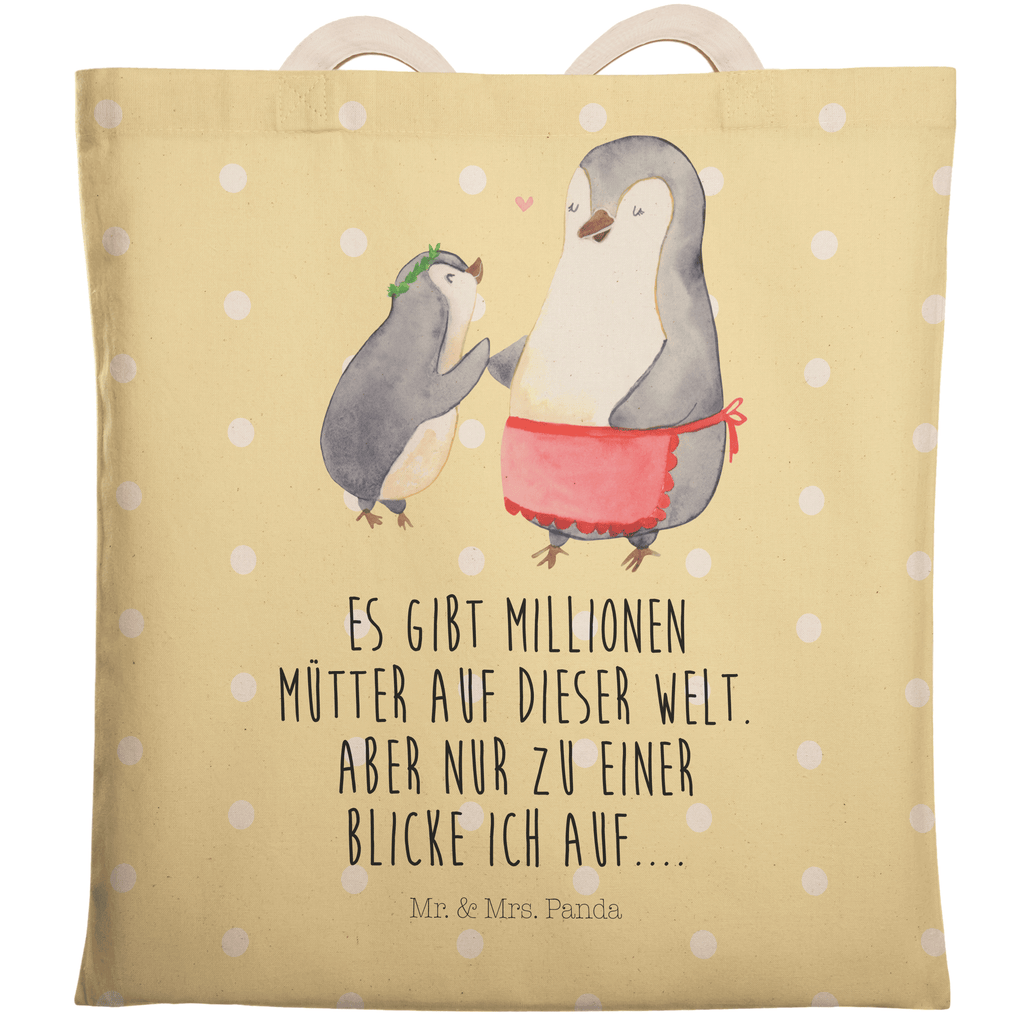 Einkaufstasche Pinguin mit Kind Tragetasche, Tasche, Beutel, Stofftasche, Baumwolltasche, Umhängetasche, Shopper, Familie, Vatertag, Muttertag, Bruder, Schwester, Mama, Papa, Oma, Opa, Geschenk, Mami, Mutti, Mutter, Geburststag