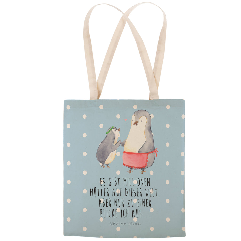 Einkaufstasche Pinguin mit Kind Tragetasche, Tasche, Beutel, Stofftasche, Baumwolltasche, Umhängetasche, Shopper, Familie, Vatertag, Muttertag, Bruder, Schwester, Mama, Papa, Oma, Opa, Geschenk, Mami, Mutti, Mutter, Geburststag