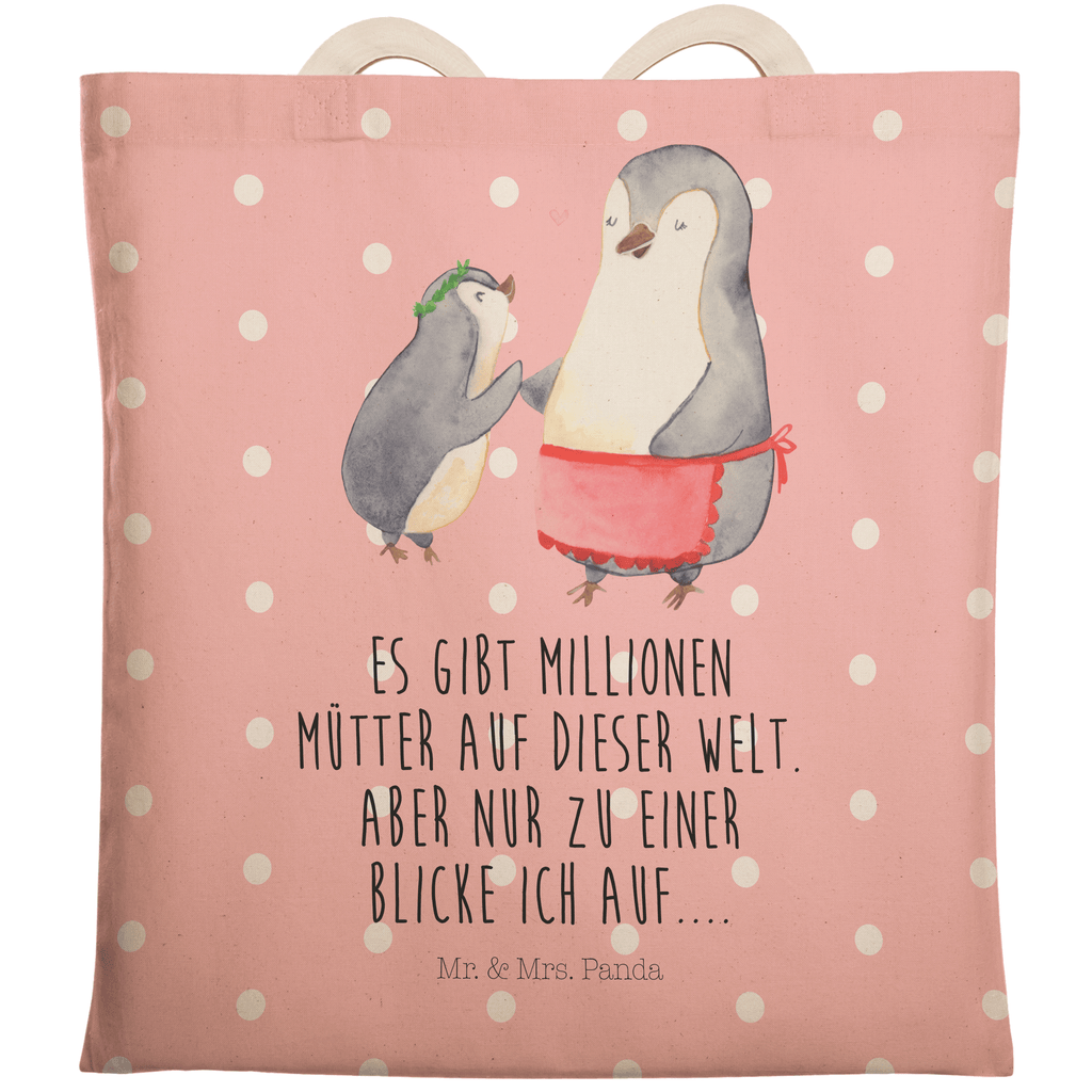 Einkaufstasche Pinguin mit Kind Tragetasche, Tasche, Beutel, Stofftasche, Baumwolltasche, Umhängetasche, Shopper, Familie, Vatertag, Muttertag, Bruder, Schwester, Mama, Papa, Oma, Opa, Geschenk, Mami, Mutti, Mutter, Geburststag