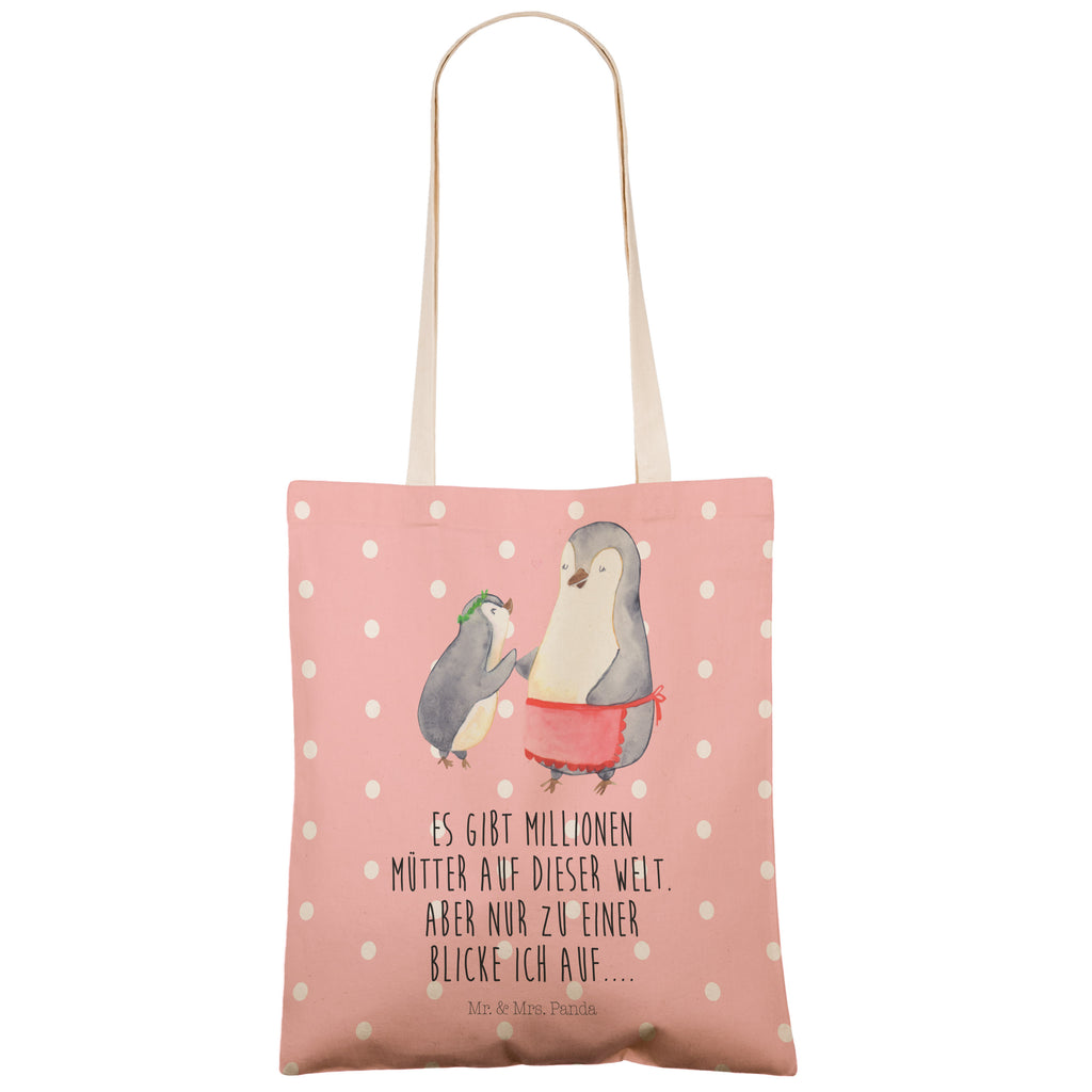 Einkaufstasche Pinguin mit Kind Tragetasche, Tasche, Beutel, Stofftasche, Baumwolltasche, Umhängetasche, Shopper, Familie, Vatertag, Muttertag, Bruder, Schwester, Mama, Papa, Oma, Opa, Geschenk, Mami, Mutti, Mutter, Geburststag