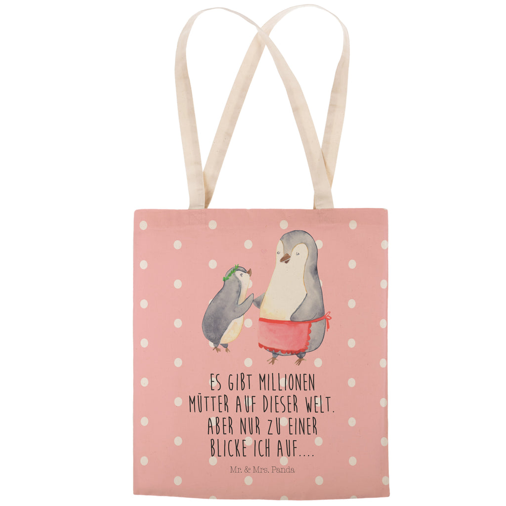 Einkaufstasche Pinguin mit Kind Tragetasche, Tasche, Beutel, Stofftasche, Baumwolltasche, Umhängetasche, Shopper, Familie, Vatertag, Muttertag, Bruder, Schwester, Mama, Papa, Oma, Opa, Geschenk, Mami, Mutti, Mutter, Geburststag