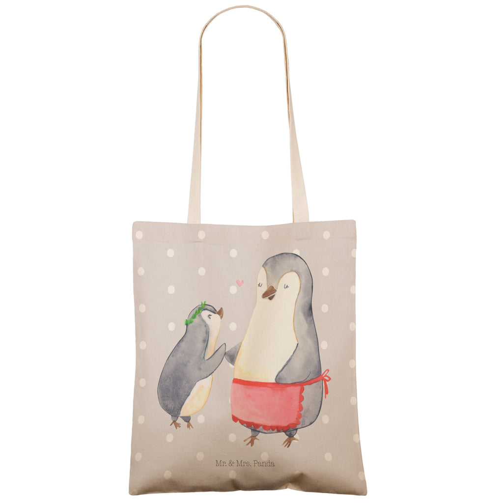 Einkaufstasche Pinguin mit Kind Tragetasche, Tasche, Beutel, Stofftasche, Baumwolltasche, Umhängetasche, Shopper, Familie, Vatertag, Muttertag, Bruder, Schwester, Mama, Papa, Oma, Opa, Geschenk, Mami, Mutti, Mutter, Geburststag
