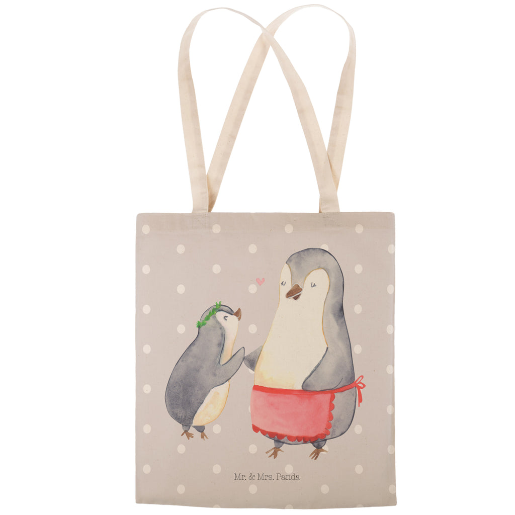 Einkaufstasche Pinguin mit Kind Tragetasche, Tasche, Beutel, Stofftasche, Baumwolltasche, Umhängetasche, Shopper, Familie, Vatertag, Muttertag, Bruder, Schwester, Mama, Papa, Oma, Opa, Geschenk, Mami, Mutti, Mutter, Geburststag