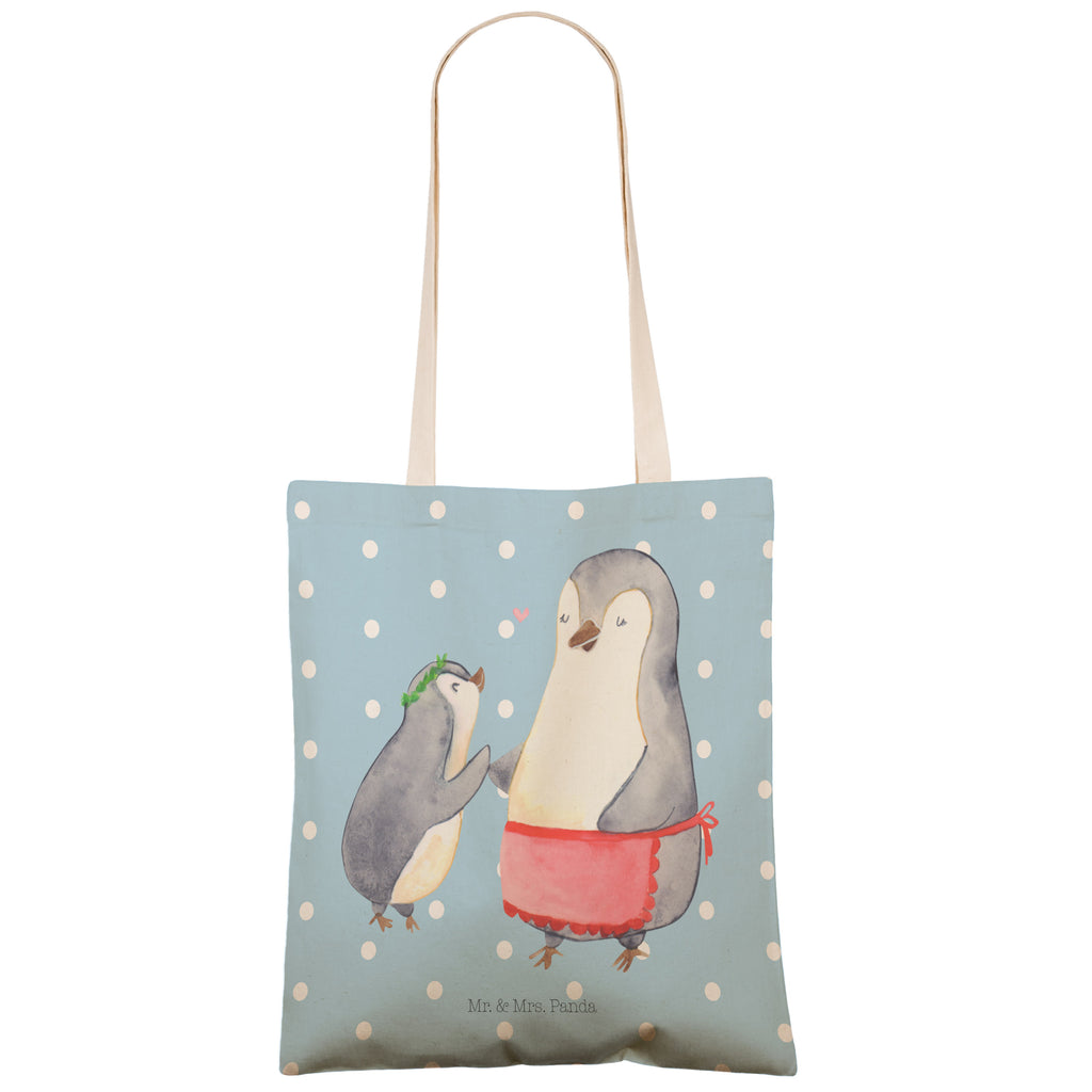 Einkaufstasche Pinguin mit Kind Tragetasche, Tasche, Beutel, Stofftasche, Baumwolltasche, Umhängetasche, Shopper, Familie, Vatertag, Muttertag, Bruder, Schwester, Mama, Papa, Oma, Opa, Geschenk, Mami, Mutti, Mutter, Geburststag