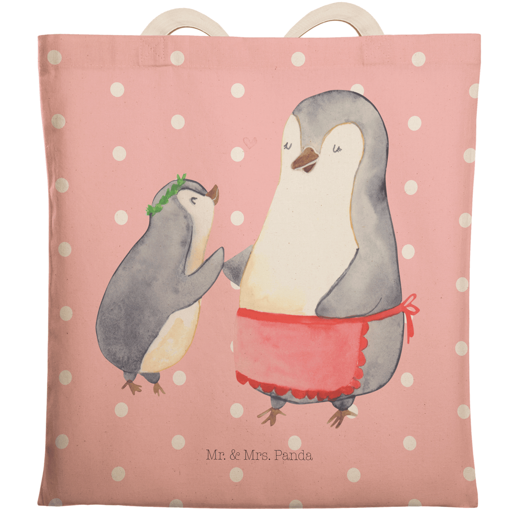Einkaufstasche Pinguin mit Kind Tragetasche, Tasche, Beutel, Stofftasche, Baumwolltasche, Umhängetasche, Shopper, Familie, Vatertag, Muttertag, Bruder, Schwester, Mama, Papa, Oma, Opa, Geschenk, Mami, Mutti, Mutter, Geburststag