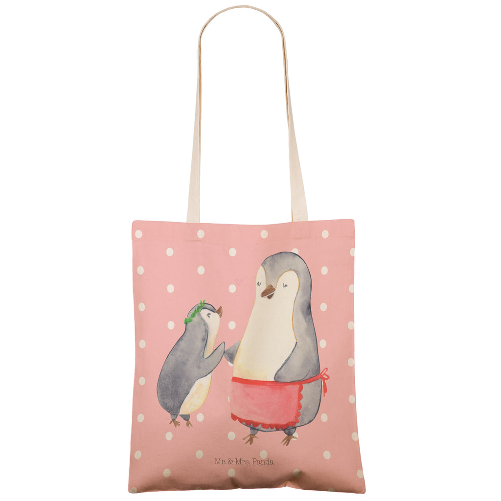 Einkaufstasche Pinguin mit Kind Tragetasche, Tasche, Beutel, Stofftasche, Baumwolltasche, Umhängetasche, Shopper, Familie, Vatertag, Muttertag, Bruder, Schwester, Mama, Papa, Oma, Opa, Geschenk, Mami, Mutti, Mutter, Geburststag