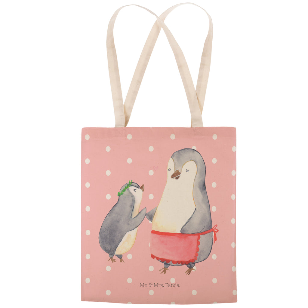 Einkaufstasche Pinguin mit Kind Tragetasche, Tasche, Beutel, Stofftasche, Baumwolltasche, Umhängetasche, Shopper, Familie, Vatertag, Muttertag, Bruder, Schwester, Mama, Papa, Oma, Opa, Geschenk, Mami, Mutti, Mutter, Geburststag