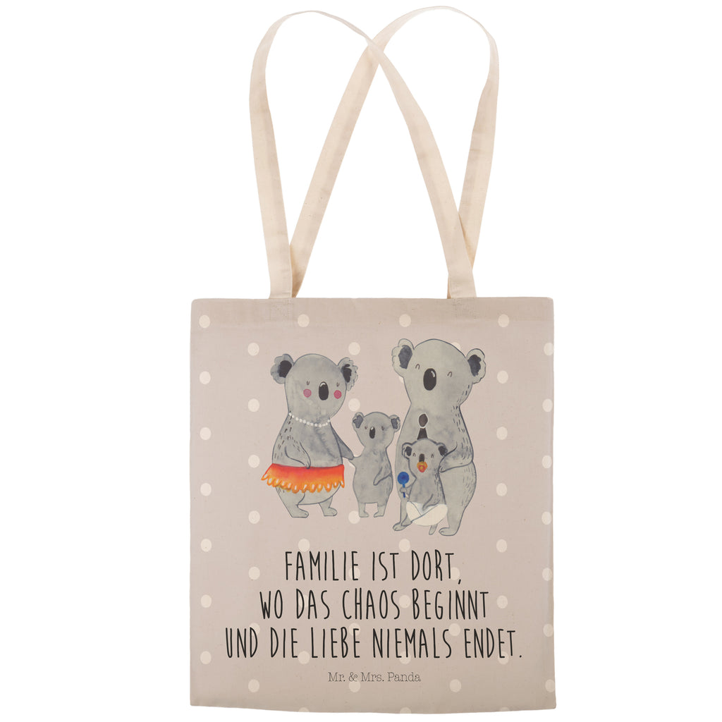 Einkaufstasche Koala Familie Tragetasche, Tasche, Beutel, Stofftasche, Baumwolltasche, Umhängetasche, Shopper, Familie, Vatertag, Muttertag, Bruder, Schwester, Mama, Papa, Oma, Opa, Koala, Koalas, Family, Kinder, Geschwister, Familienleben