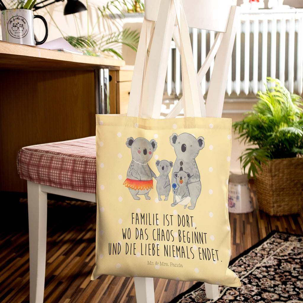 Einkaufstasche Koala Familie Tragetasche, Tasche, Beutel, Stofftasche, Baumwolltasche, Umhängetasche, Shopper, Familie, Vatertag, Muttertag, Bruder, Schwester, Mama, Papa, Oma, Opa, Koala, Koalas, Family, Kinder, Geschwister, Familienleben