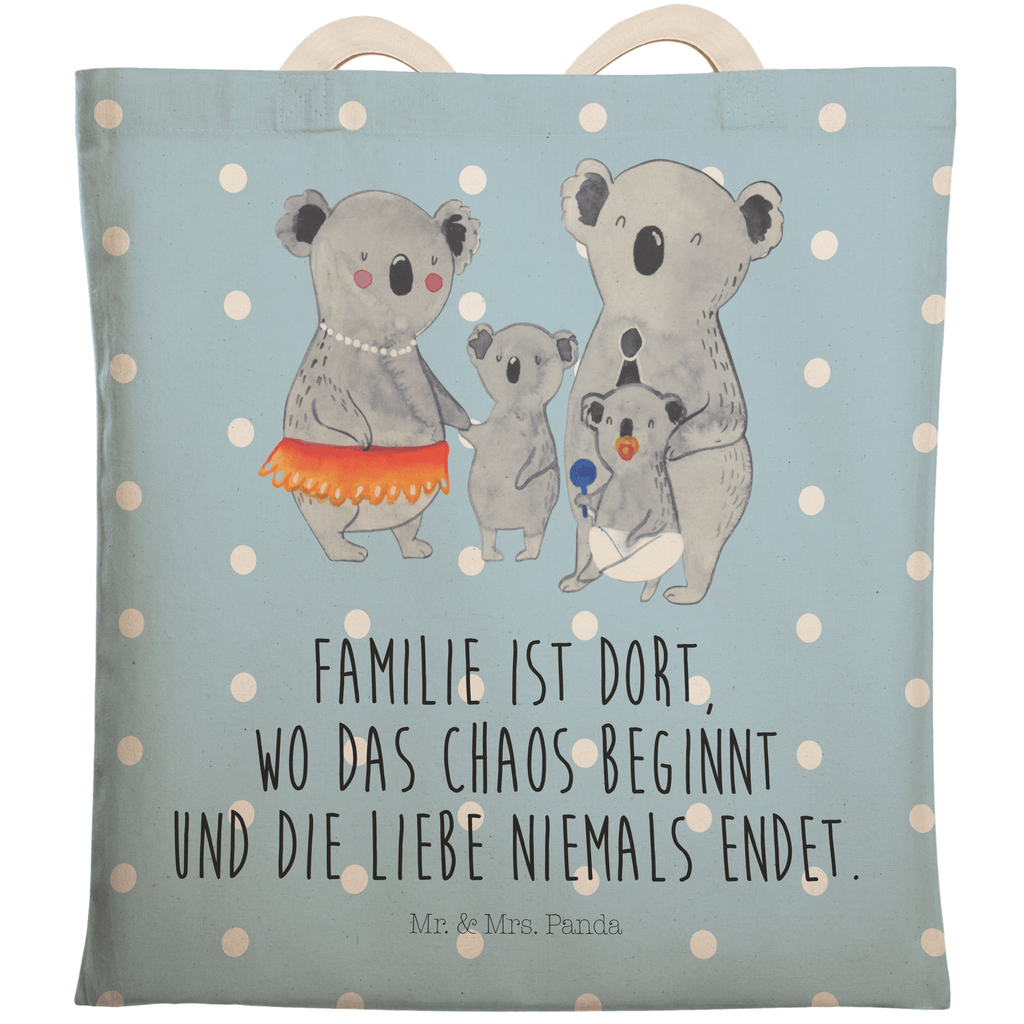 Einkaufstasche Koala Familie Tragetasche, Tasche, Beutel, Stofftasche, Baumwolltasche, Umhängetasche, Shopper, Familie, Vatertag, Muttertag, Bruder, Schwester, Mama, Papa, Oma, Opa, Koala, Koalas, Family, Kinder, Geschwister, Familienleben